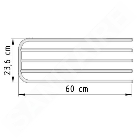 Aqualine Accessoires - Séchoir de serviettes, montage sur corps de chauffe 600 mm, blanc 25-03-SV460