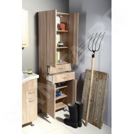 Aqualine Keramia Fresh - Armoire haute ZOJA  avec tiroirs, 500x1840x290 mm, chêne platine 51296