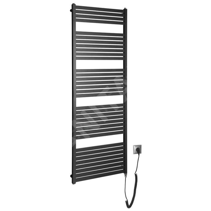 Aqualine Chauffage - Sèche-serviettes Tondi-E, 600x1690 mm, 800W, noir mat DE496T
