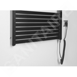 Aqualine Chauffage - Sèche-serviettes Tondi-E, 600x1690 mm, 800W, noir mat DE496T