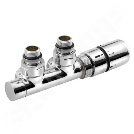 Sapho Twin - Kit de raccordement vannes thermostatique pour raccordement central, entraxe 50 mm, version droite, chromé CP3010S