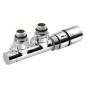 Sapho Twin - Kit de raccordement vannes thermostatique pour raccordement central, entraxe 50 mm, version droite, chromé CP3010S