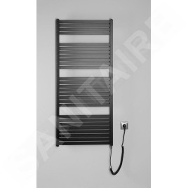 Aqualine Chauffage - Sèche-serviettes Tondi-E 600x1330 mm, 600 W, noir mat DE486T