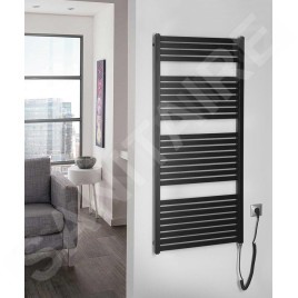 Aqualine Chauffage - Sèche-serviettes Tondi-E 600x1330 mm, 600 W, noir mat DE486T