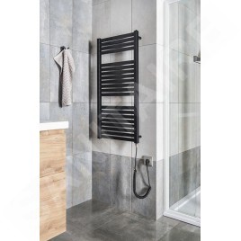 Aqualine Chauffage - Sèche-serviettes Tondi-E 450x970 mm, 300 W, noir mat DE456T