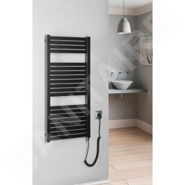 Aqualine Chauffage - Sèche-serviettes Tondi-E 450x970 mm, 300 W, noir mat DE456T