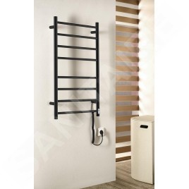 Sapho Chauffage - Séchoir électrique de serviettes Redondo avec minuterie,  500x900 mm, 75 W, noir mat ER220BT