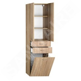 Aqualine Keramia Fresh - Armoire haute ZOJA  avec panier, 500x1840x290 mm, chêne platine 51295