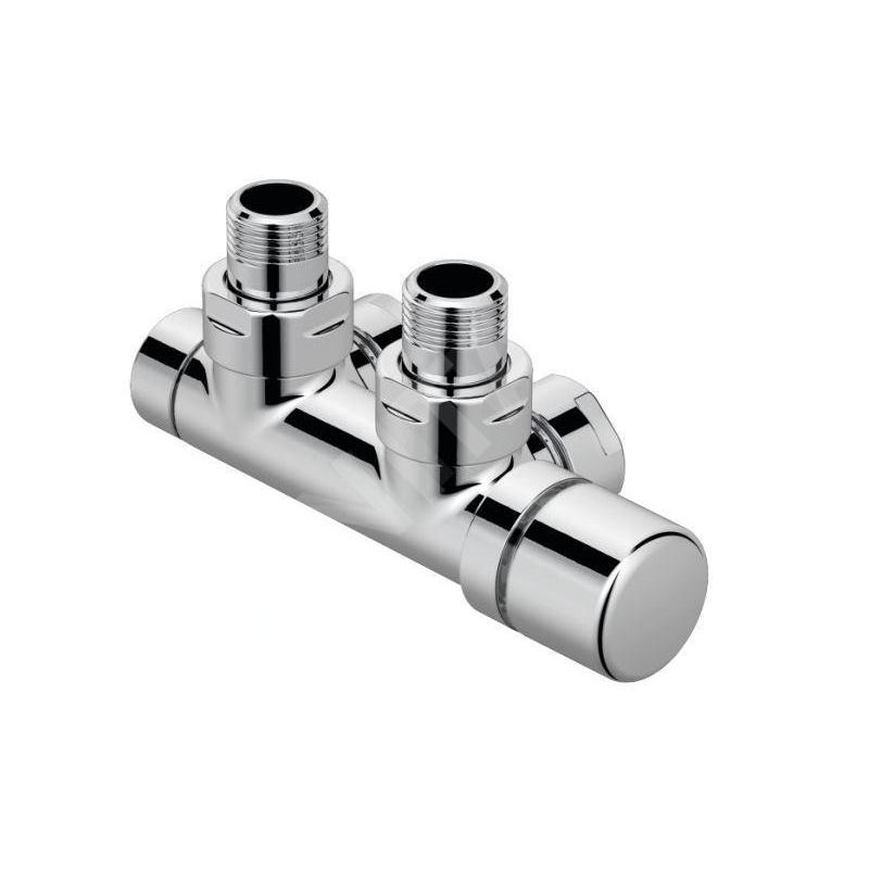 Zehnder Accessoires - Armature d'angle SET P, 1/2, avec tête de commande à droite, entrée à droite, entraxe 50 mm, chrome 839058