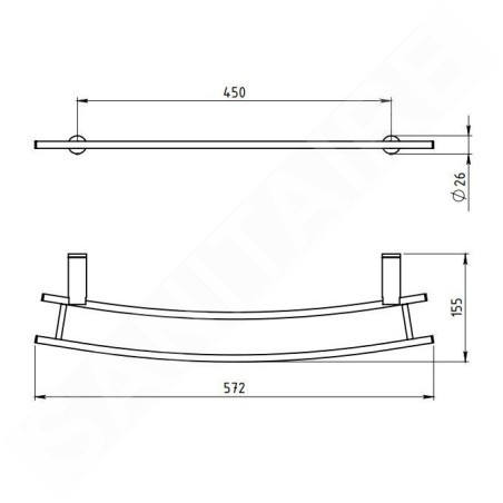 Novaservis Metalia 2 - Double porte-serviettes pour sèche-serviettes, 600 mm, chrome 6225/1,0