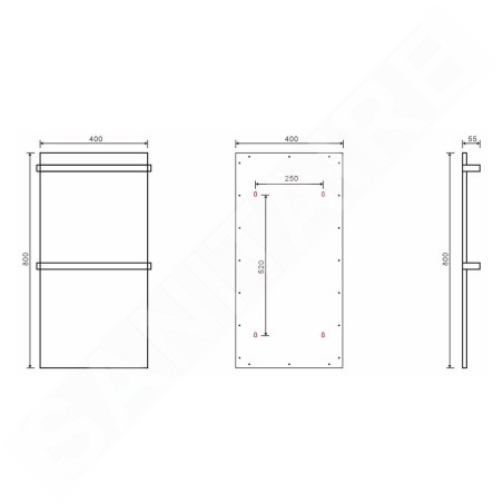 Sapho Chauffage - Corps de chauffe 400x800 mm, 120 W, anthracite EB430