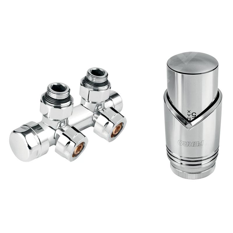 Novaservis Accessoires - Kit de raccordement pour éléments chauffants avec connexion central, entraxe 50 mm, chrome ZTD30CR