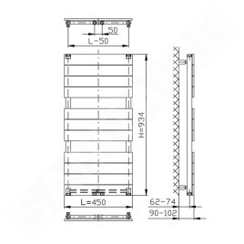 Aqualine Bondi - Elément chauffant 450x934 mm, 425 W, anthracite DC405T