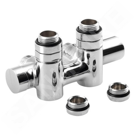 Sapho Twin Combi - Kit de raccordement de valve, raccordement central, droite, entraxe 50 mm, chrome CP461S