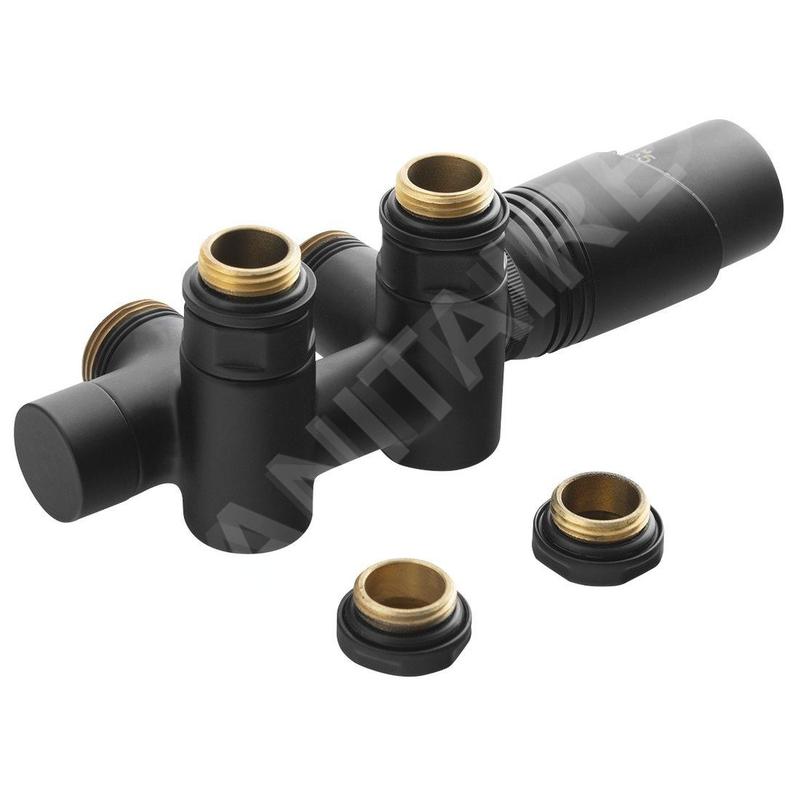 Bruckner Wicher - Kit de raccordement thermostatique, raccord central 50 mm, noir mat 600.331.6