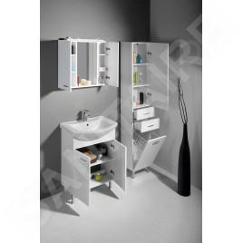 Aqualine Zoja - Armoire suspendue avec panier 350x1840x290 mm, gauche, blanc 51230