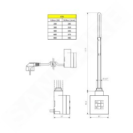 Sapho KTX - Tige de chauffage électrique avec thermostat, 200 W, chrome KTX-C-200