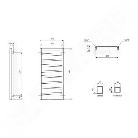 Sapho Zig - Corps de chauffe 500x1334 mm, 490 W, anthracite ZG513A