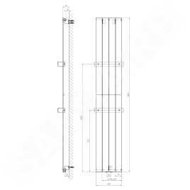 Sapho Colonna - Corps de chauffe 298x1800 mm, 614 W, blanc IR140