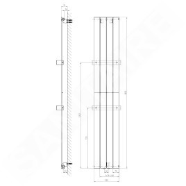 Sapho Colonna - Corps de chauffe 298x1800 mm, 614 W, argent métallisé IR143