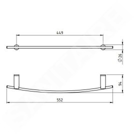 Novaservis Metalia 2 - Porte-serviettes pour sèche-serviettes, 550 mm, chrome 6227/1,0