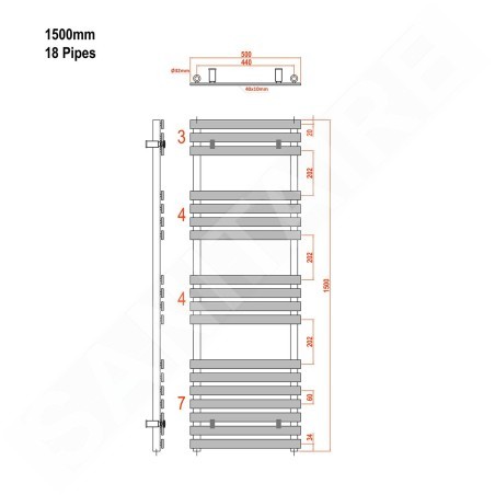 Sapho Jalousi - Corps de chauffe 500x1500 mm, 765 W, blanc 1801-08