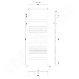 Sapho Metro - Elément chauffant 600x1530 mm, 497 W, chrome 0411-02