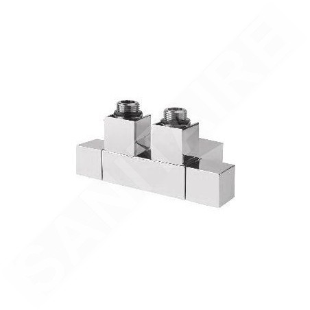 Sapho Cube Twin - Jeu de vannes pour raccordement central, entraxe 50 mm, chrome CP581