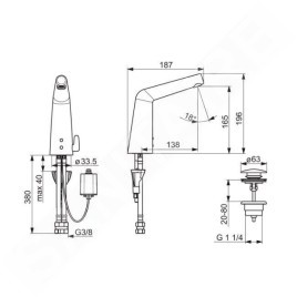 Hansa Designo - Mitigeur de lavabo électronique, Bluetooth, chrome 51792201