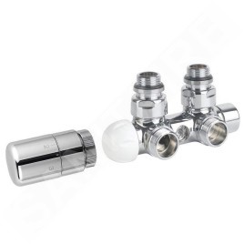 Sapho Twin - Jeu de raccordement thermostatique de robinets, raccordement central, version droite, chrome CP3010