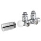 Sapho Twin - Jeu de raccordement thermostatique de robinets, raccordement central, version droite, chrome CP3010