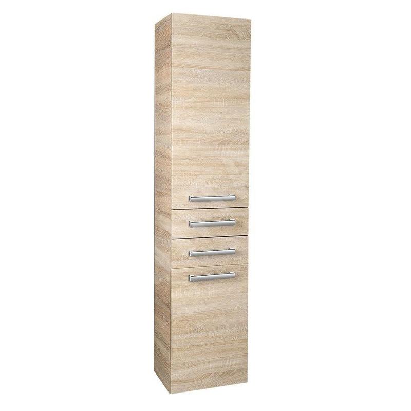 Aqualine Vega - Armoire suspendue avec panier, 400x1840x310 mm, chêne platine VG980