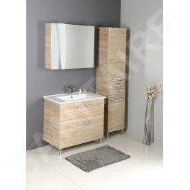 Aqualine Vega - Armoire suspendue avec panier, 400x1840x310 mm, chêne platine VG980