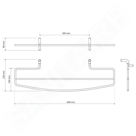 Sapho Accessoires - Porte-serviettes, longueur 600 mm, chrome 1306-09N