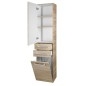 Aqualine Vega - Armoire suspendue avec panier, 400x1840x310 mm, chêne platine VG980