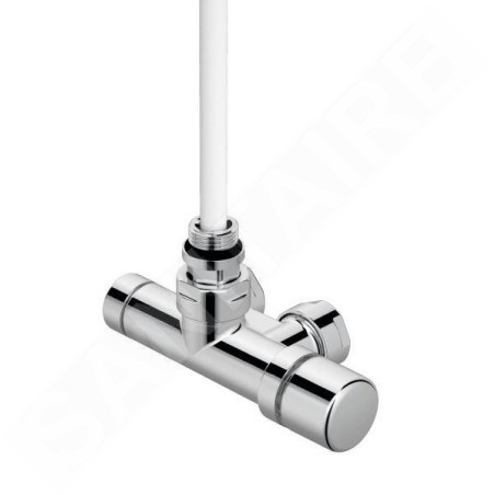Zehnder Accessoires - Vanne d'angle 1 point SET K, 1/2, avec tête de commande à droite, entrée à gauche, entraxe 50 mm, chrome