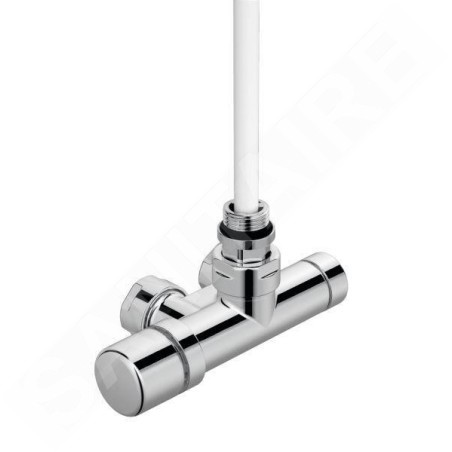 Zehnder Accessoires - Vanne d'angle 1 point SET M, 1/2, avec tête de commande à gauche, entrée à droite, entraxe 50 mm, chrome