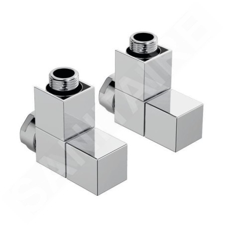 Zehnder Accessoires - Vanne d'angle SET W et raccord pour retour 1/2, avec poignée carrée, chromée 839198