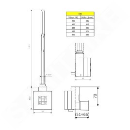 Sapho KTX - Tige de chauffage avec thermostat, 300 W, chrome KTX-CW-300