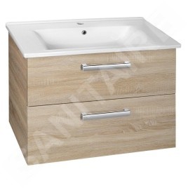 Aqualine Vega - Meuble lavabo 720x576x436 cm, 2 tiroirs, chêne platine VG873