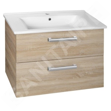Aqualine Vega - Meuble lavabo 720x576x436 cm, 2 tiroirs, chêne platine VG873