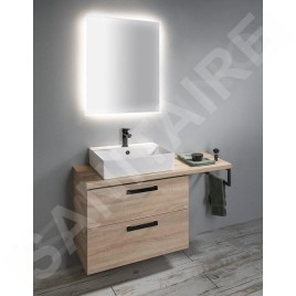 Aqualine Vega - Meuble lavabo 720x576x436 cm, 2 tiroirs, chêne platine VG873