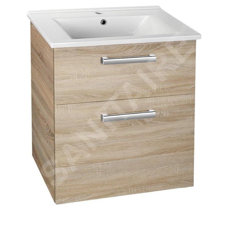 Aqualine Vega - Meuble lavabo, 620x726x436 mm, 2 tiroirs, chêne platine VG863 Aqualine Vega - Meuble lavabo, 620x726x436 mm, 2 tiroirs, chêne platine VG863