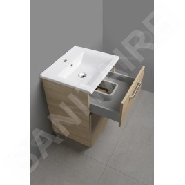 Aqualine Vega - Meuble lavabo, 620x726x436 mm, 2 tiroirs, chêne platine VG863