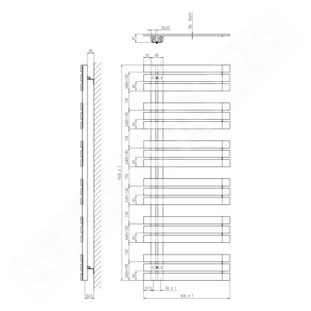 Sapho Silvana - Corps de chauffe 600x1500 mm, 680 W, blanc IR163