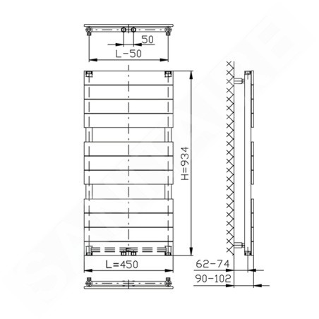 Aqualine Bondi - Sèche-serviettes 450x934 mm, 425 W, blanc DC400T