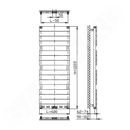 Aqualine Bondi - Elément chauffant 600x1222 mm, 669 W, anthracite DC425T
