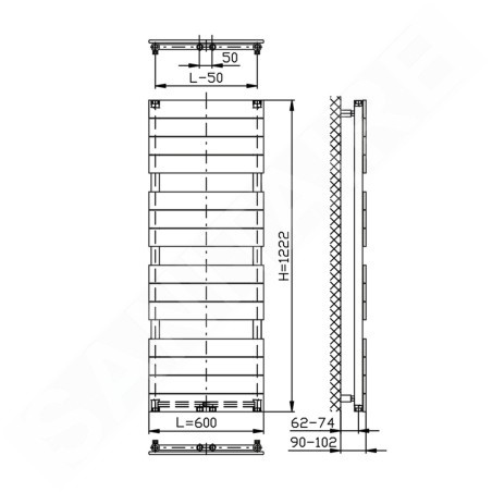 Aqualine Bondi - Elément chauffant 600x1222 mm, 669 W, anthracite DC425T