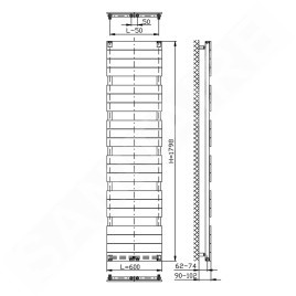 Aqualine Bondi - Sèche-serviettes 600x1798 mm, 965 W, anthracite DC455T