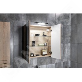 Aqualine Vega - Armoire de toilette 600x700x180 mm, chêne platine VG860